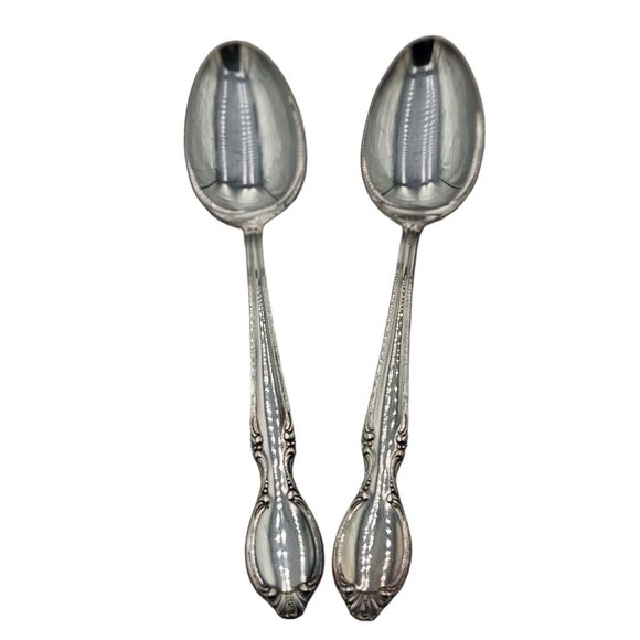 NEW International Silver WM Rogers PRECIOUS MIRROR 1954 Serving Spoon Set  of 2 - Picture 1 of 4
